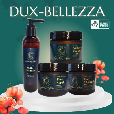 Skincare Bundle named Dux Bellezza containing Cucumber daily cleanser, Face Scrub, Moisturizer and Nightwear Cream